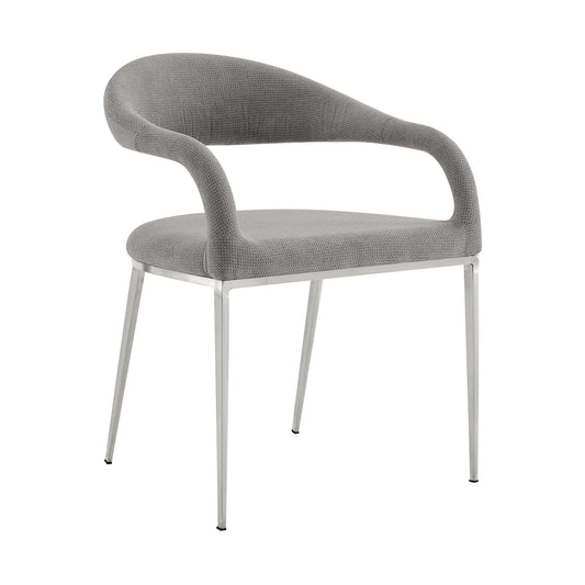 Set of Two Gray And Silver Upholstered Polyester Open Back Dining Arm Chairs-0