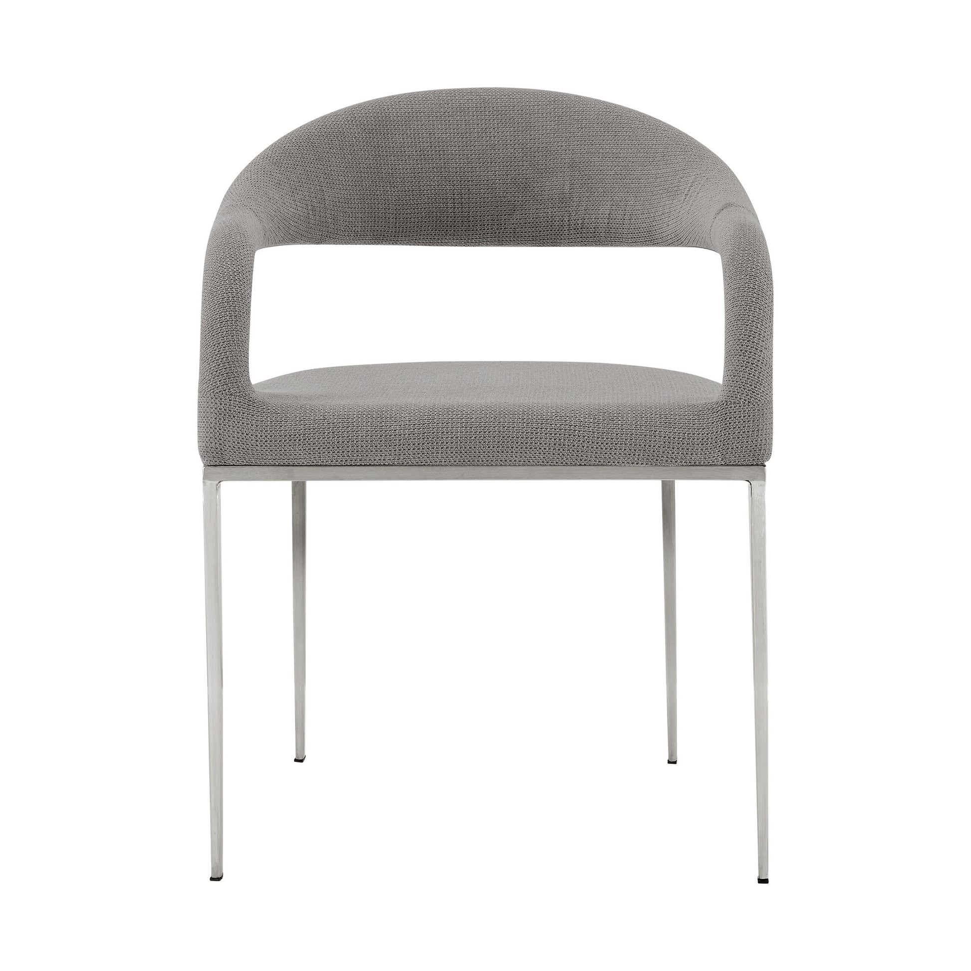 Set of Two Gray And Silver Upholstered Polyester Open Back Dining Arm Chairs-2