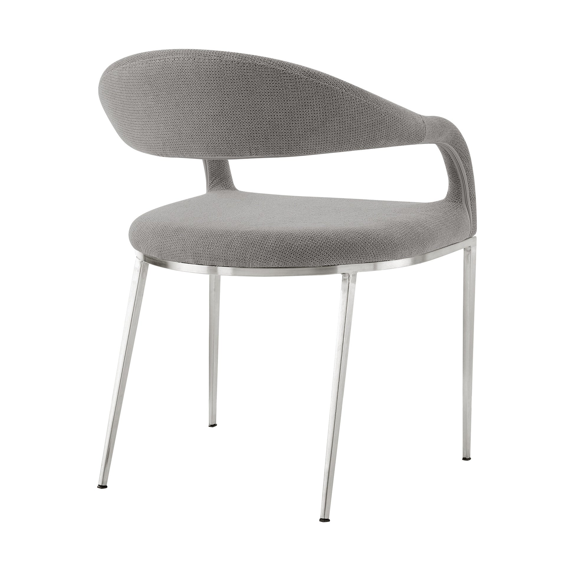 Set of Two Gray And Silver Upholstered Polyester Open Back Dining Arm Chairs-3
