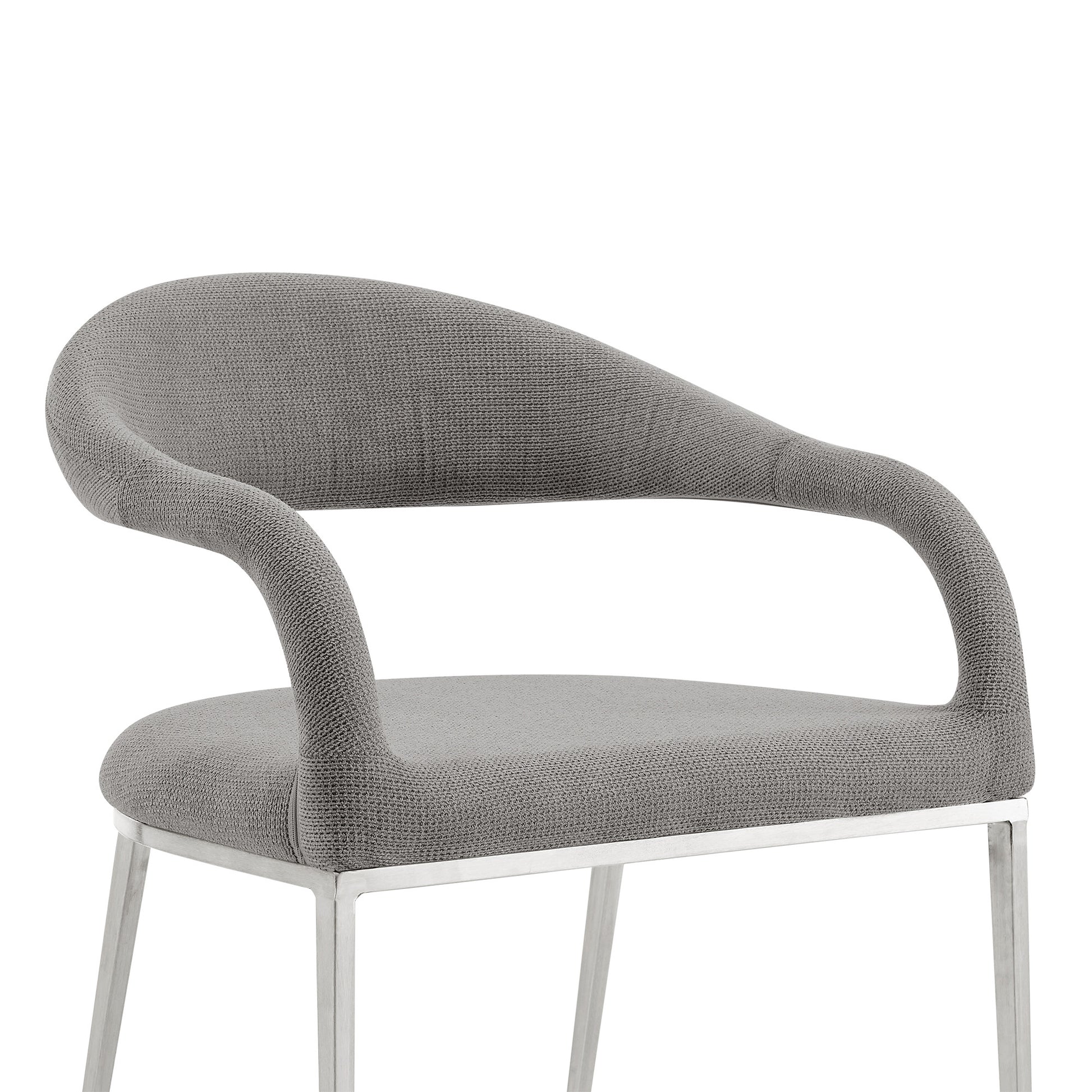 Set of Two Gray And Silver Upholstered Polyester Open Back Dining Arm Chairs-7