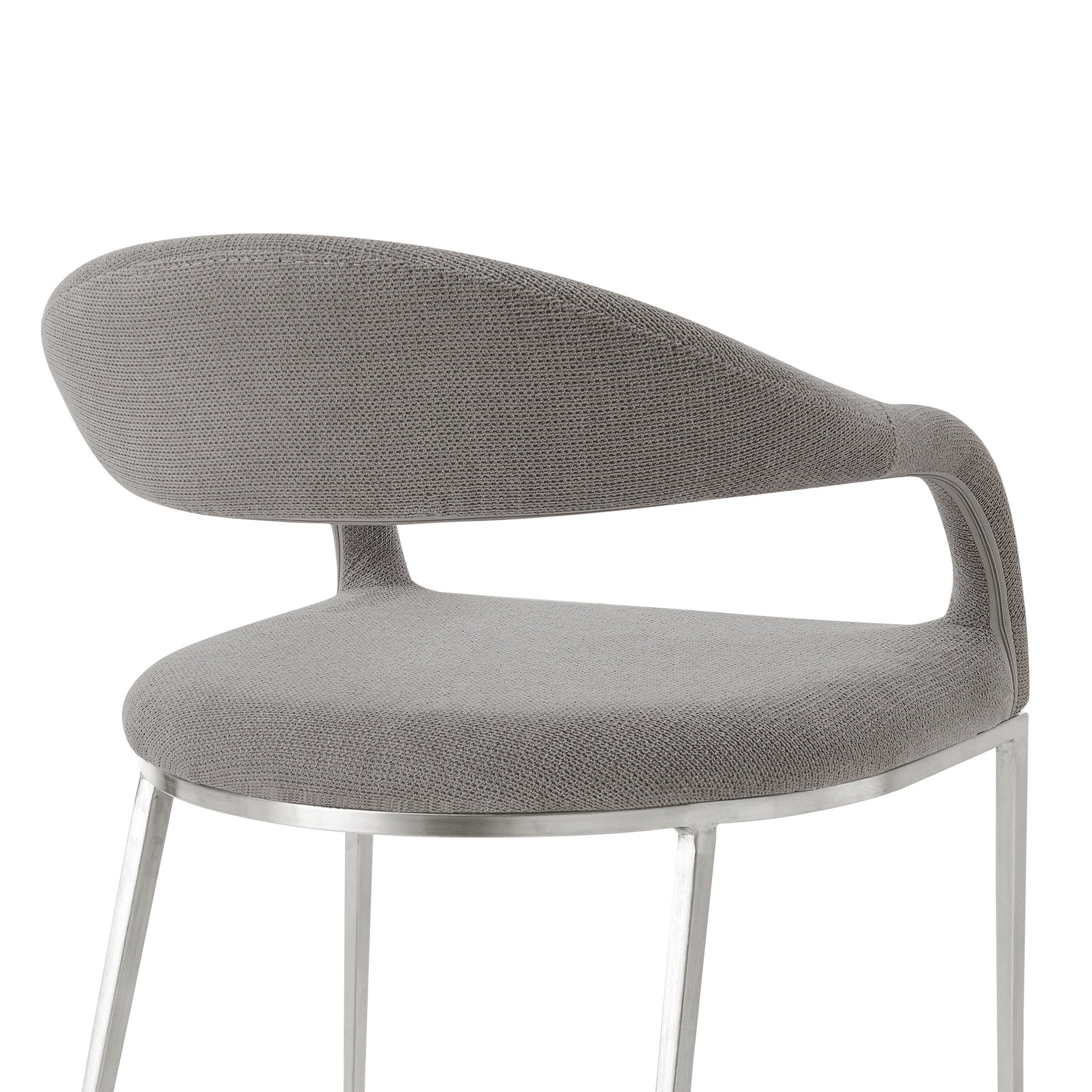 Set of Two Gray And Silver Upholstered Polyester Open Back Dining Arm Chairs-8