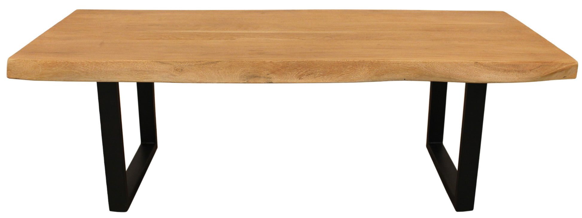 59" Natural And Black Solid Wood And Iron Live Edge Coffee Table-2