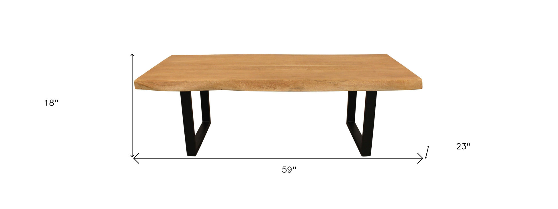 59" Natural And Black Solid Wood And Iron Live Edge Coffee Table-4
