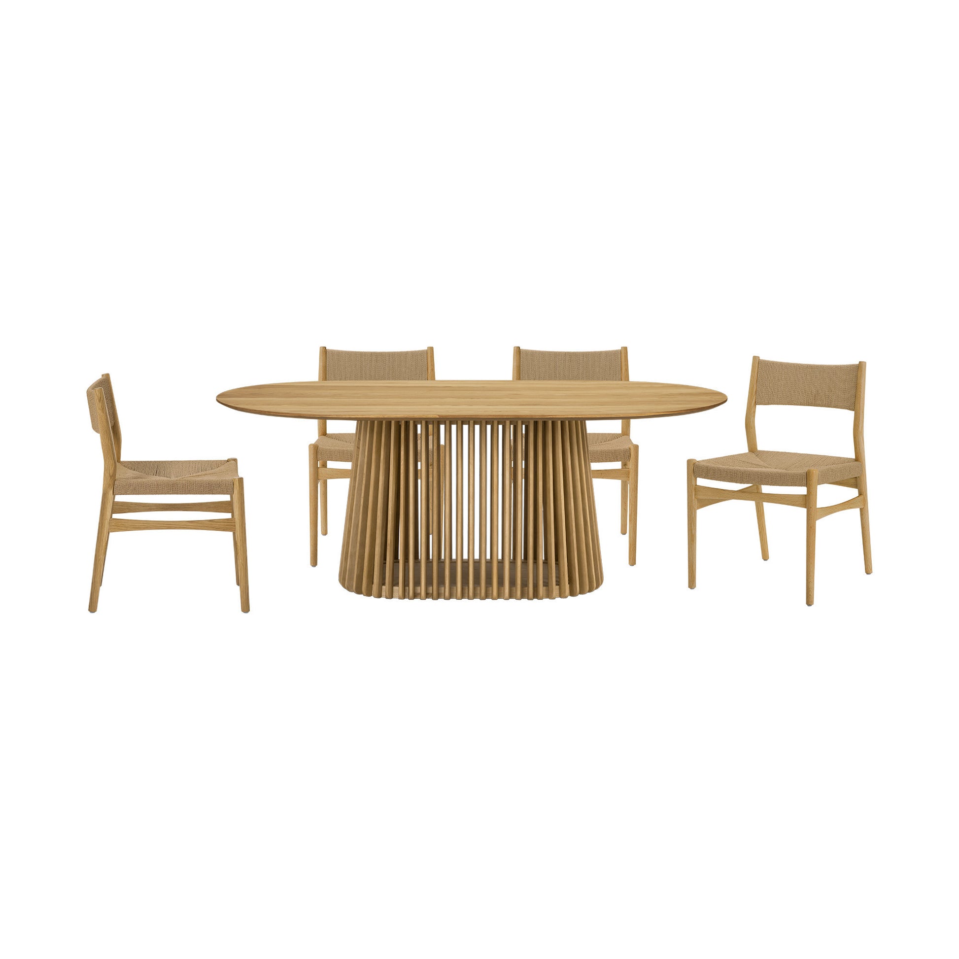 Five Piece Oak Oval Dining Set with Four Chairs-6