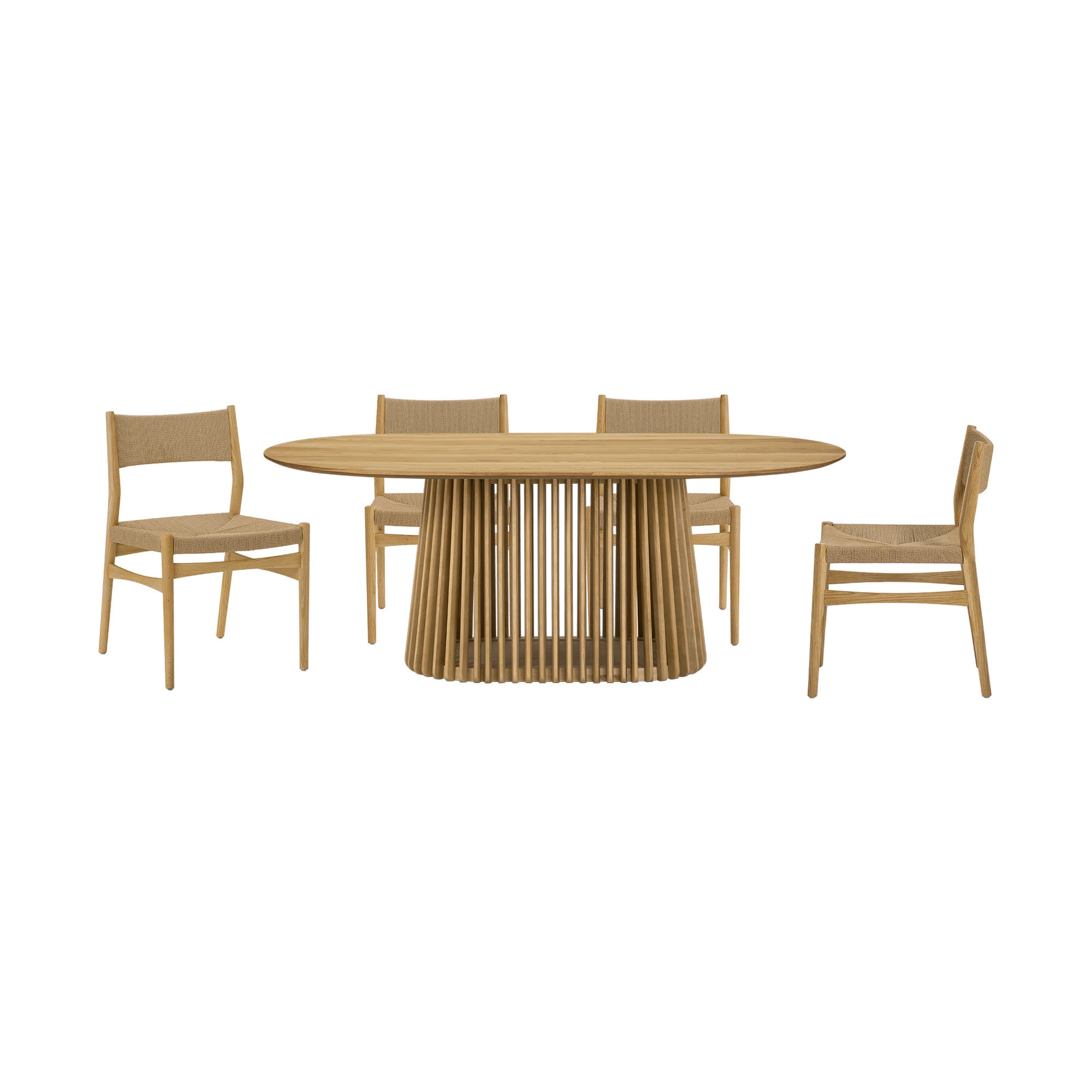 Five Piece Oak Oval Dining Set with Four Chairs-5