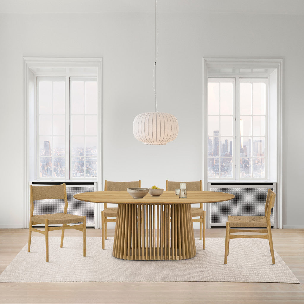 Five Piece Oak Oval Dining Set with Four Chairs-8