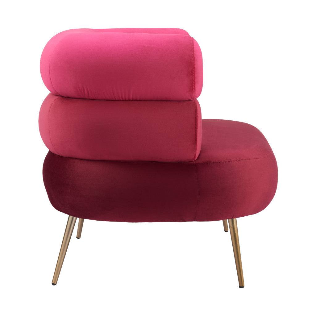 41" Red And Gold Velvet And Upholstered Arm Chair-2