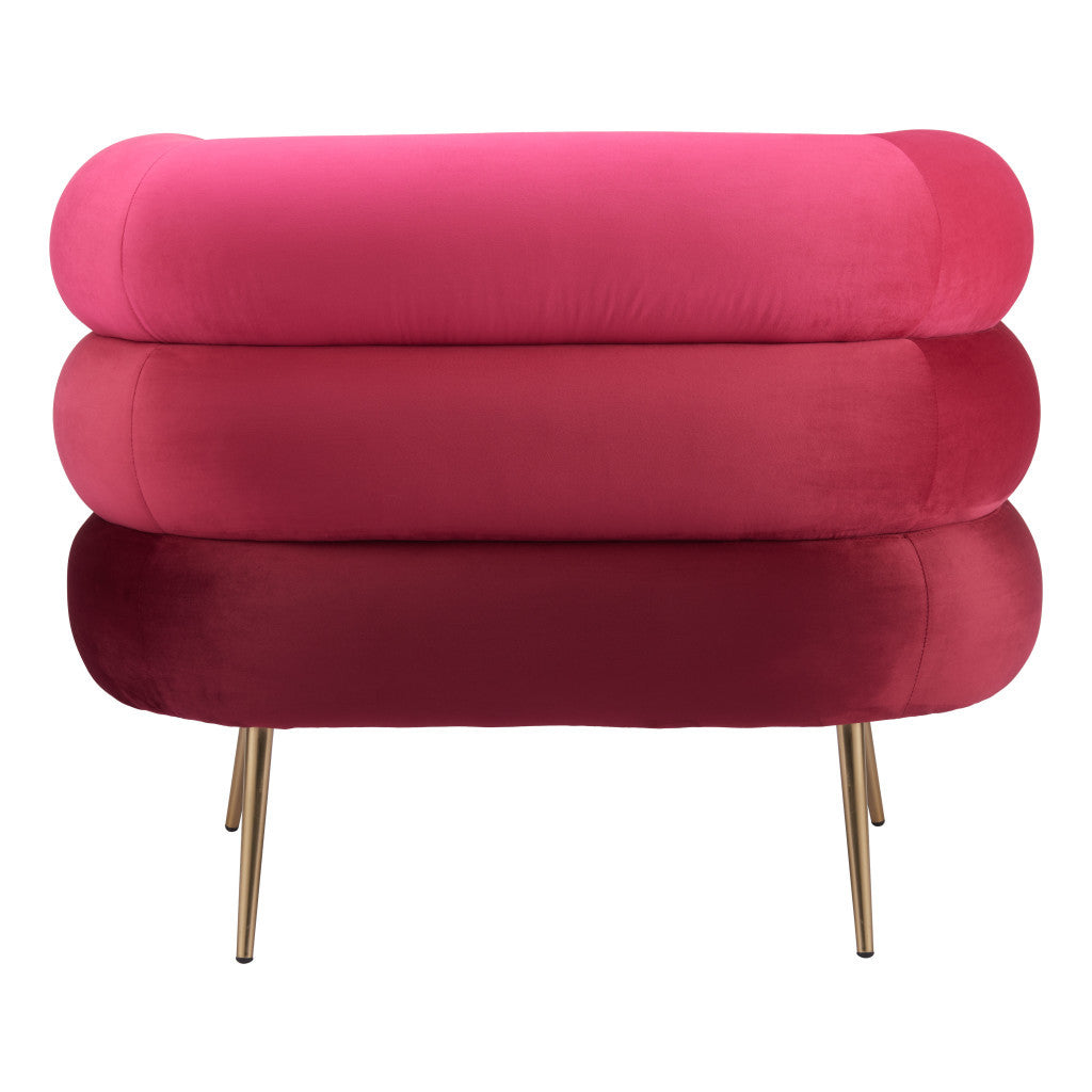 41" Red And Gold Velvet And Upholstered Arm Chair-4