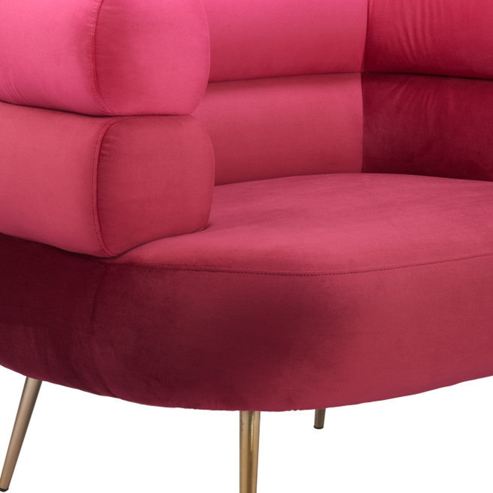 41" Red And Gold Velvet And Upholstered Arm Chair-6