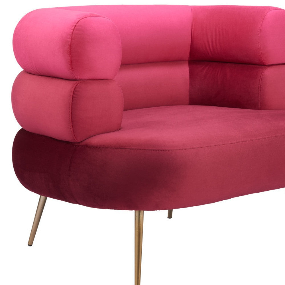 41" Red And Gold Velvet And Upholstered Arm Chair-7