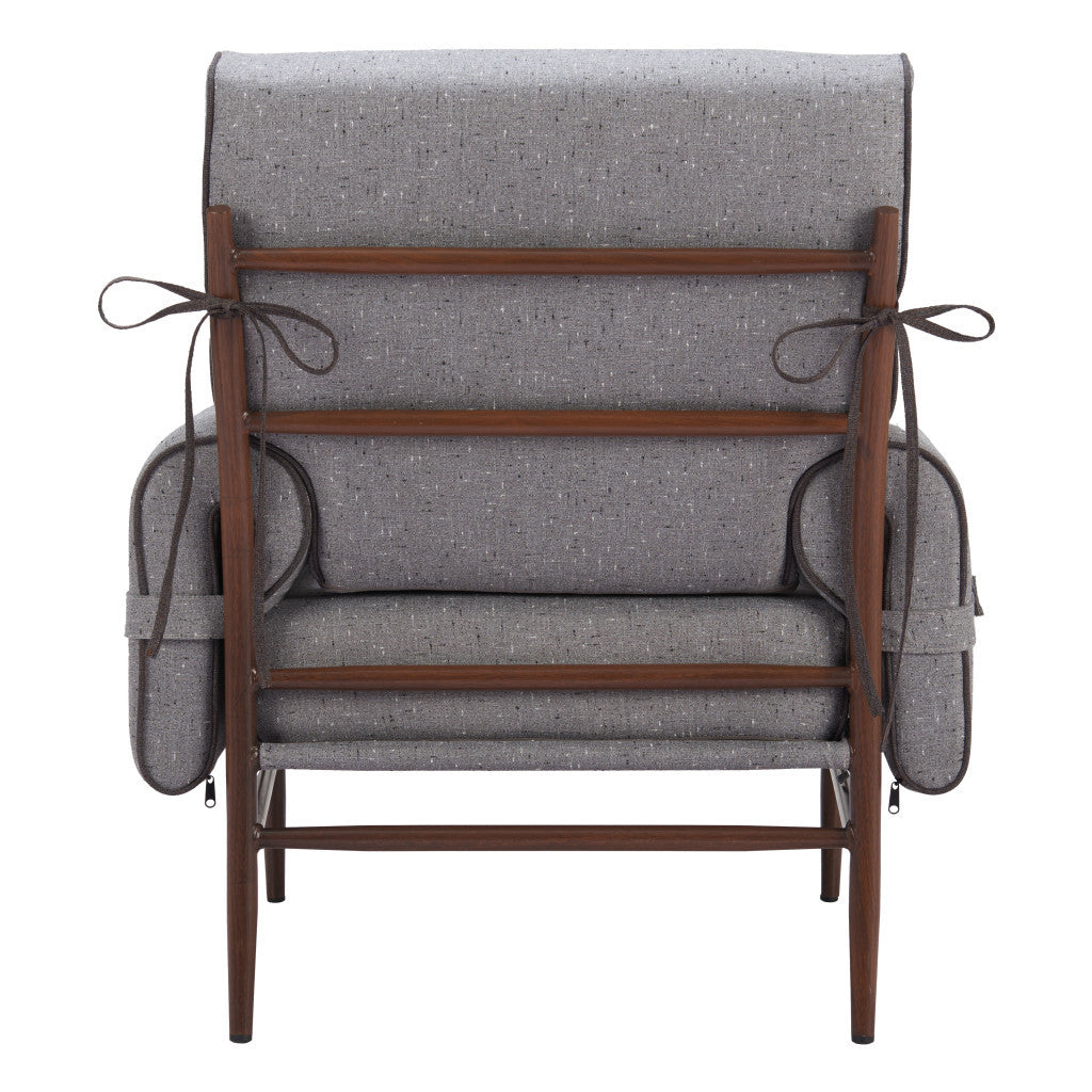 34" Gray And Brown Upholstered Arm Chair-4