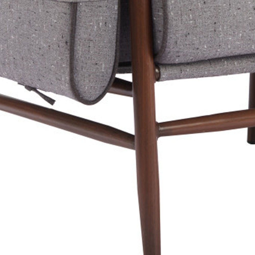 34" Gray And Brown Upholstered Arm Chair-6