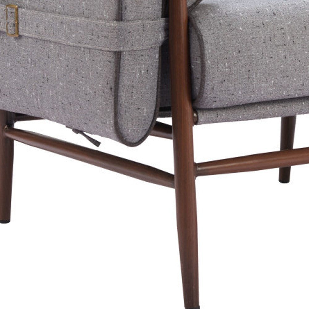 34" Gray And Brown Upholstered Arm Chair-7
