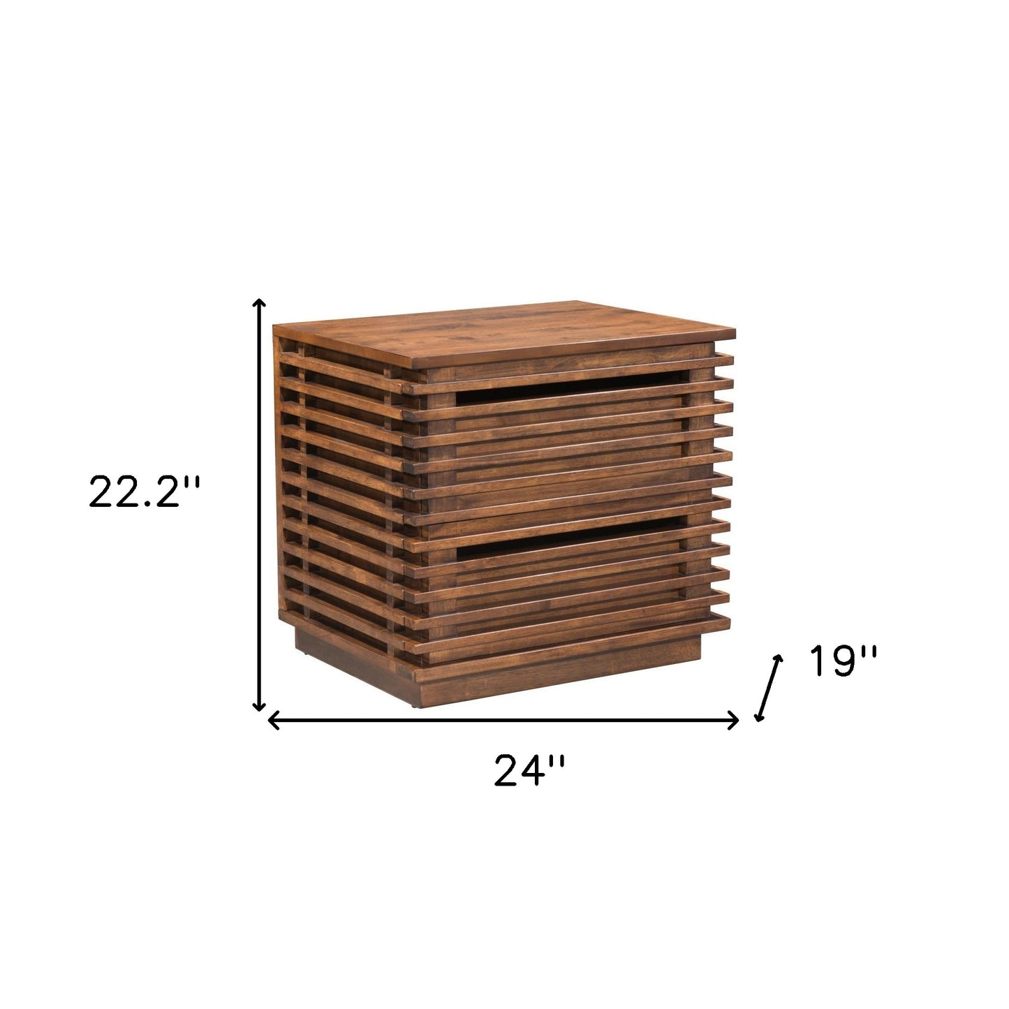 22" Brown Wood Block End Table With Two Drawers-8