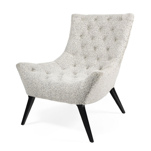 32" Gray and Black Tufted Boucle Lounge Chair-0