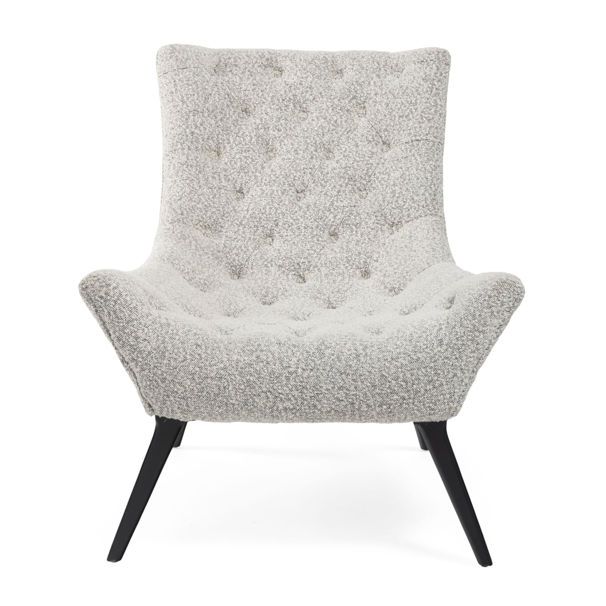 32" Gray and Black Tufted Boucle Lounge Chair-3