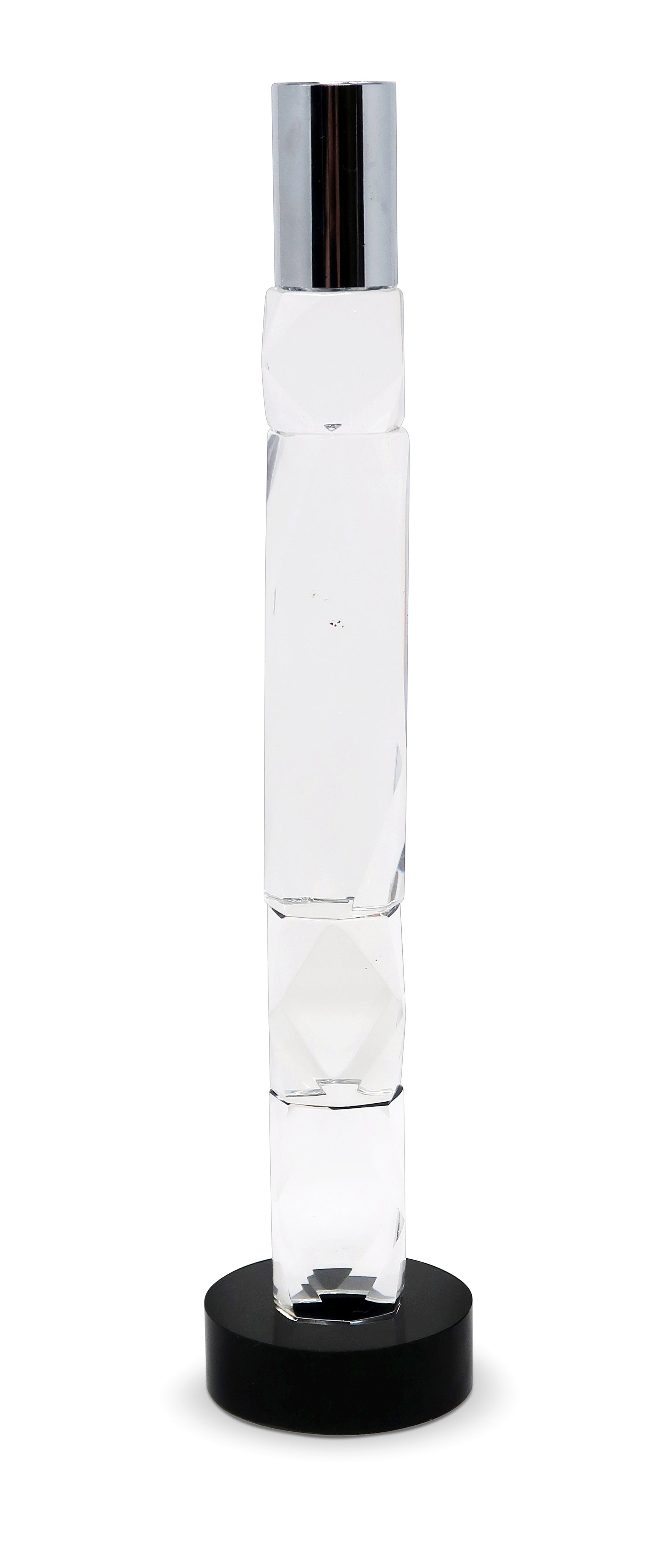11" Silver Clear And Black Crystal Tabletop Taper Candlestick-2