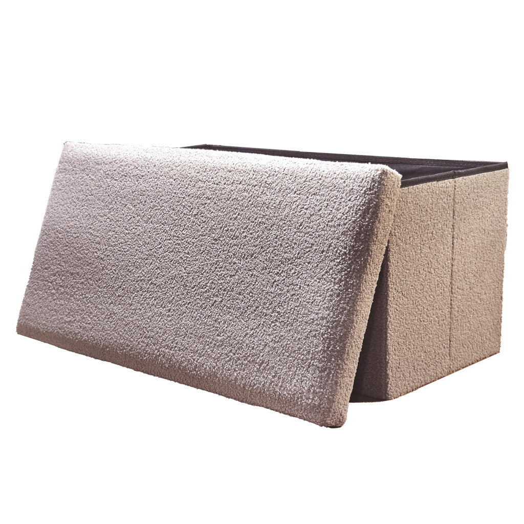 30" Taupe Boucle Storage Ottoman-2