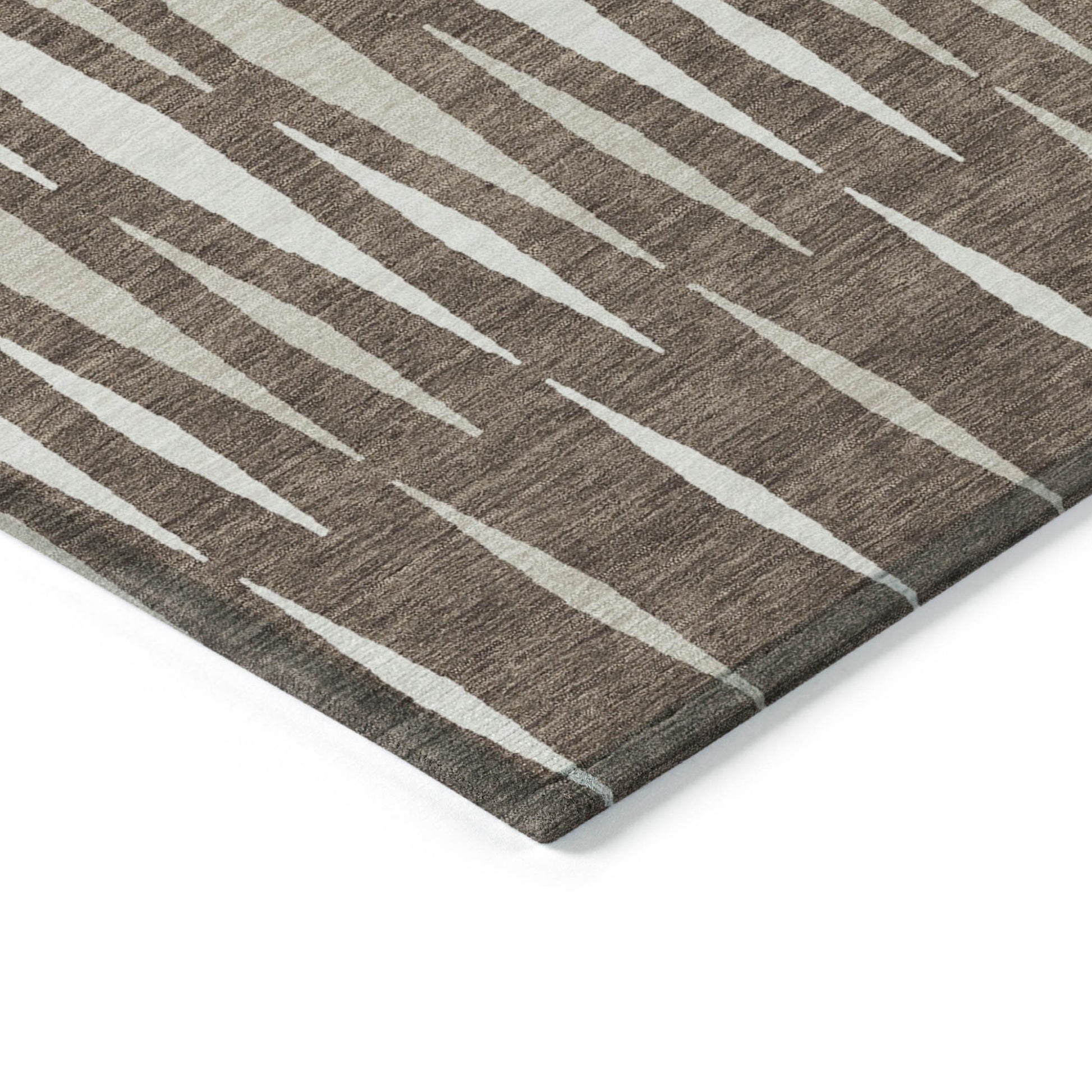 5' X 8' Brown And Ivory Geometric Washable Indoor Outdoor Area Rug-4