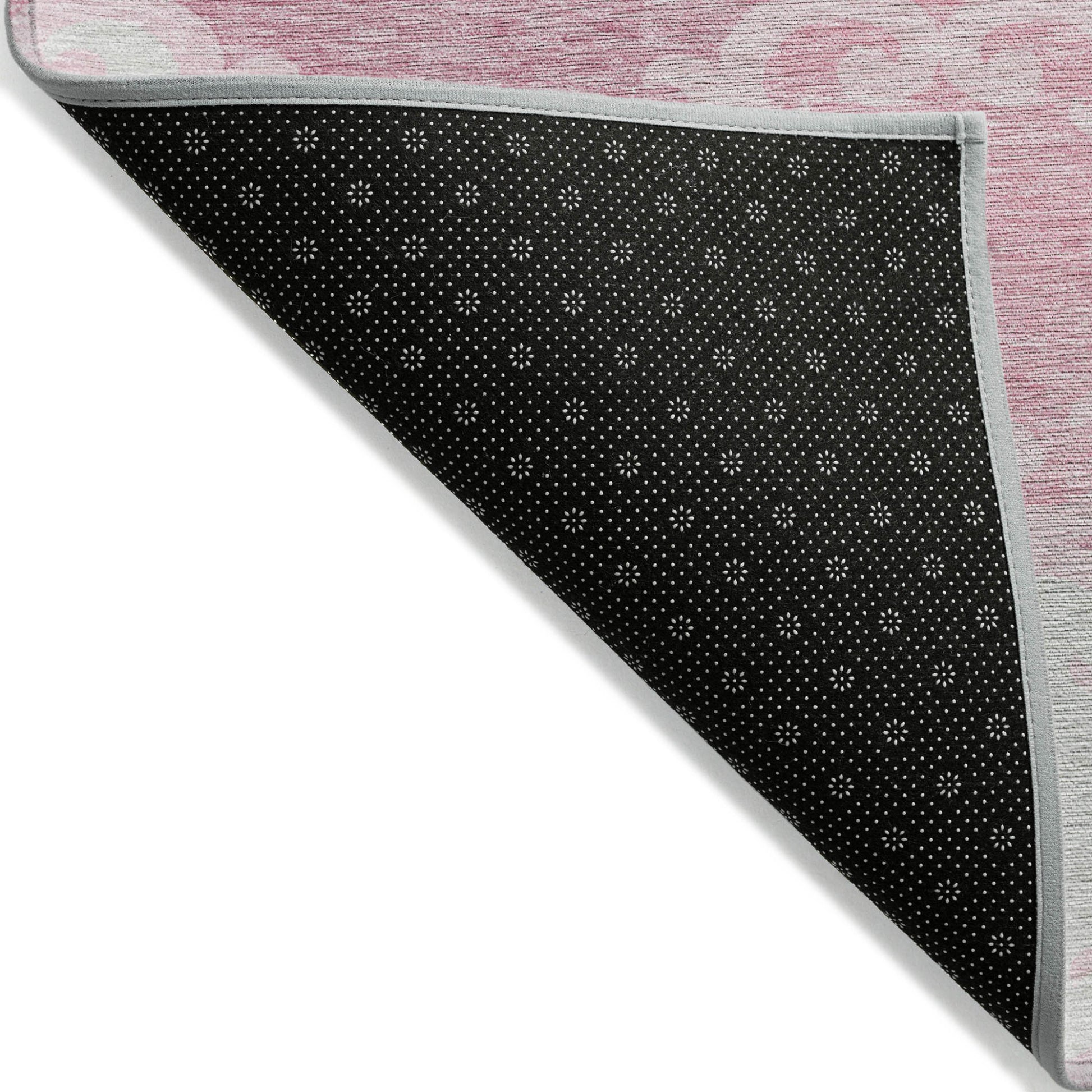 3' X 5' Pink And Gray Trellis Washable Indoor Outdoor Area Rug-3