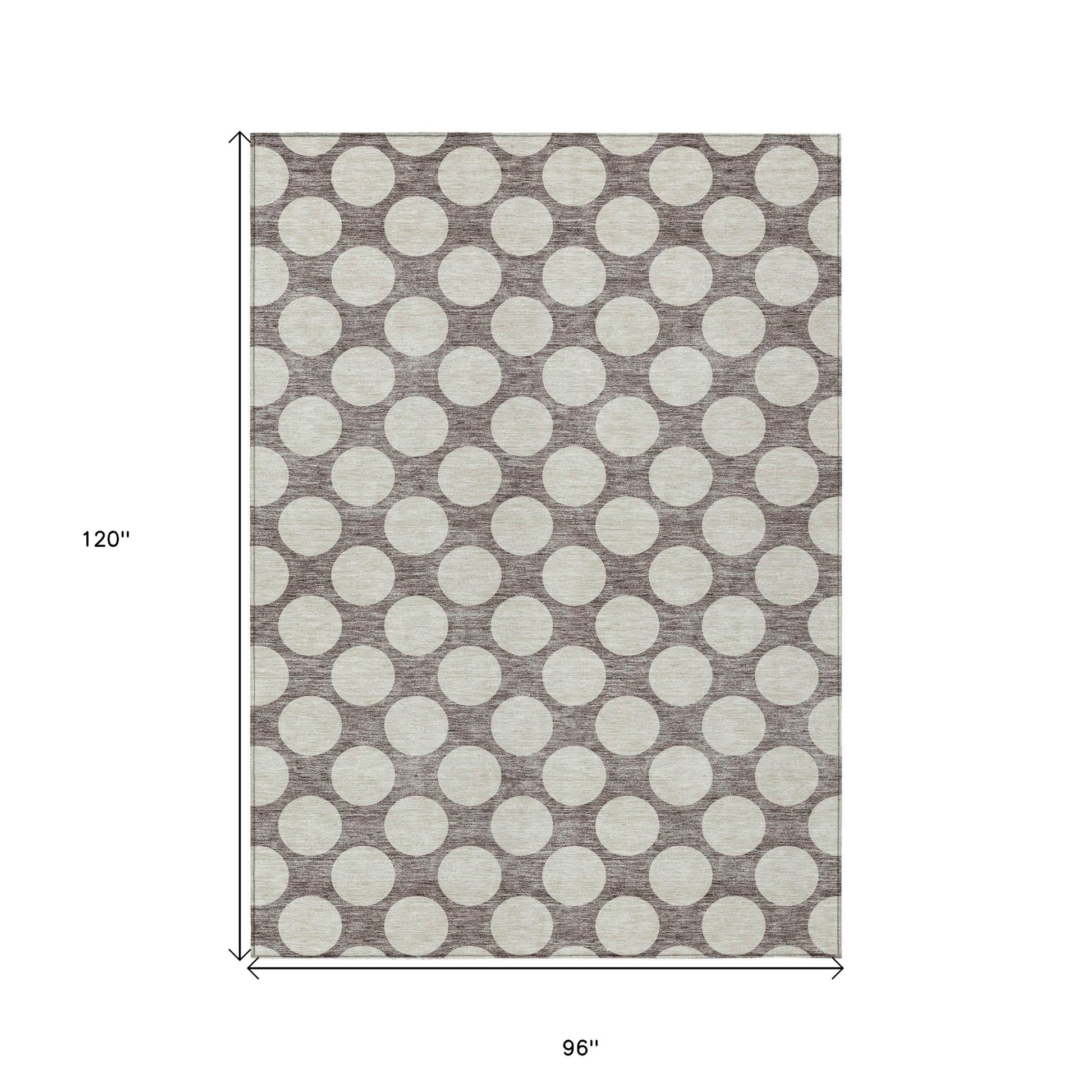 8' X 10' Taupe And Gray Polka Dot Washable Indoor Outdoor Area Rug-2