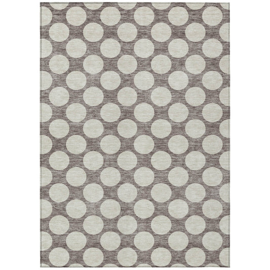 8' X 10' Taupe And Gray Polka Dot Washable Indoor Outdoor Area Rug-1
