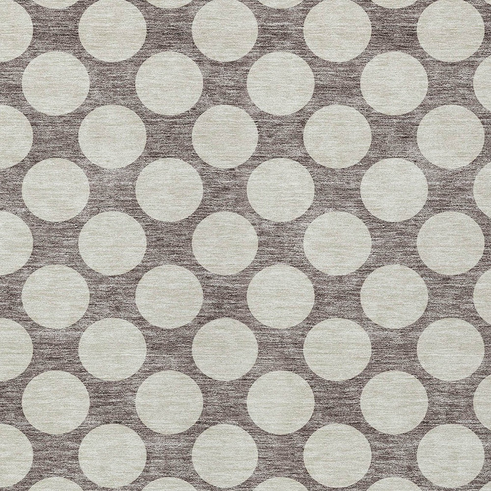 8' X 10' Taupe And Gray Polka Dot Washable Indoor Outdoor Area Rug-5