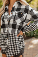Cecelia Patchwork Drawstring Hooded Shacket