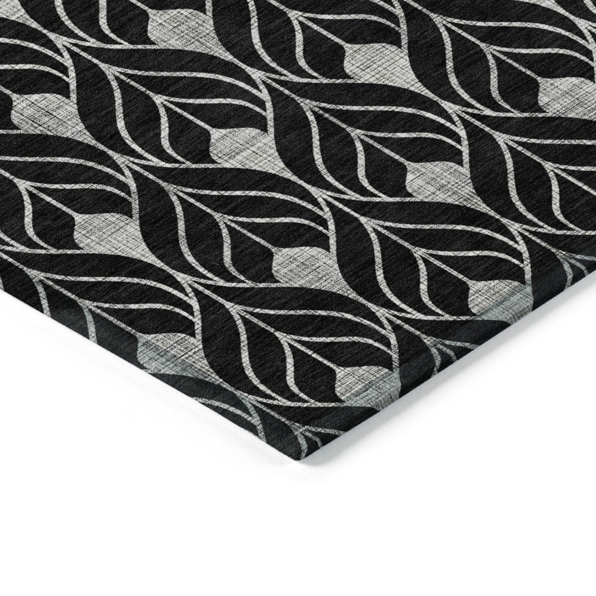 3' X 5' Black And Ivory Geometric Washable Indoor Outdoor Area Rug-3