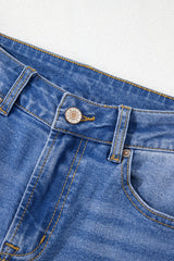 Denim Raw Hem Straight Leg Jeans