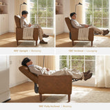 Arthur Mid Century Recliner Chair With 3 Positions Taupe Stripe Jacquard-3