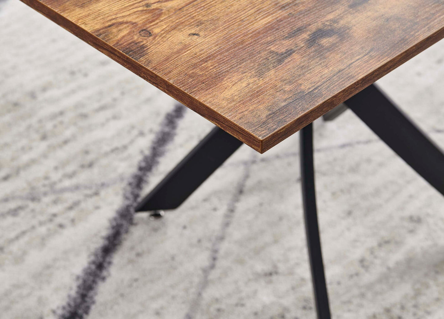 47" Brown and Black Wood and Metal Cross Leg Base Dining Table-5