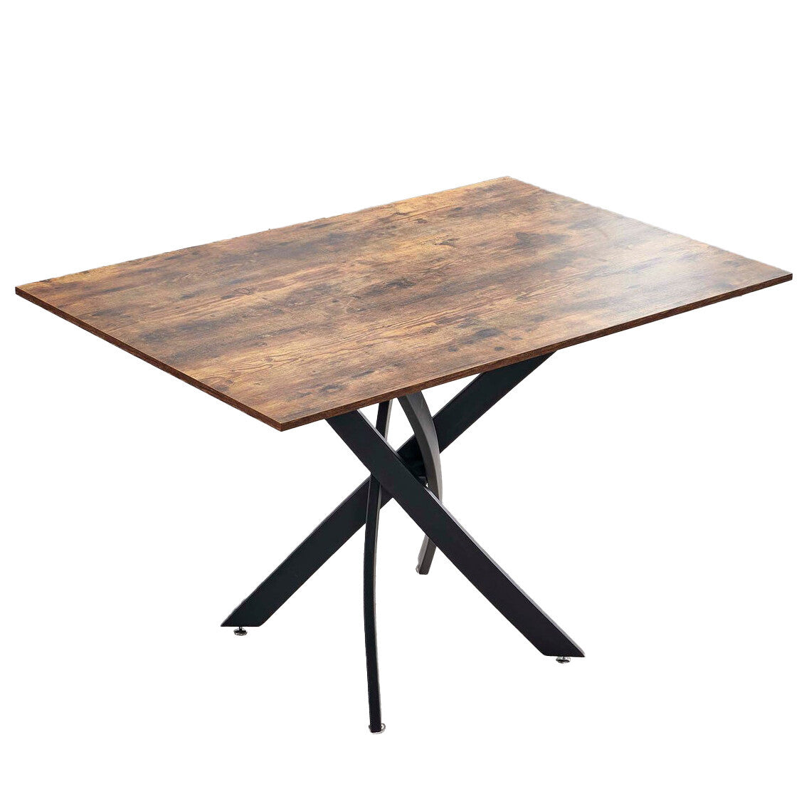 47" Brown and Black Wood and Metal Cross Leg Base Dining Table-1