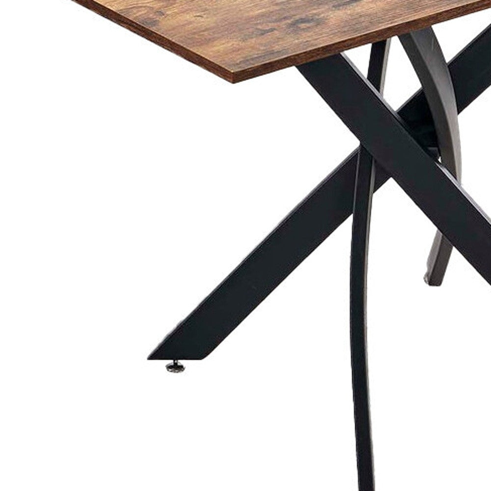 47" Brown and Black Wood and Metal Cross Leg Base Dining Table-2