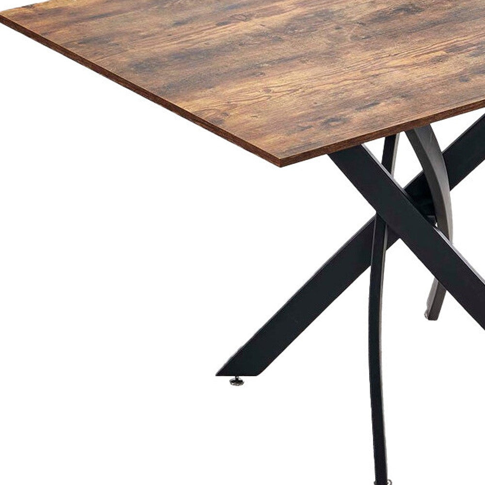 47" Brown and Black Wood and Metal Cross Leg Base Dining Table-3