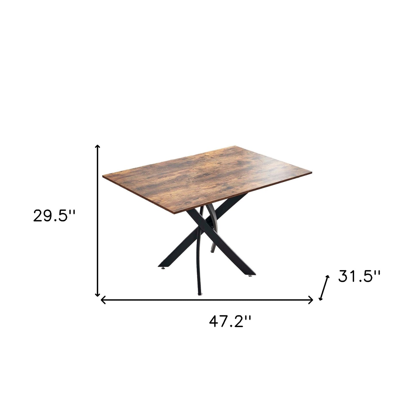 47" Brown and Black Wood and Metal Cross Leg Base Dining Table-6