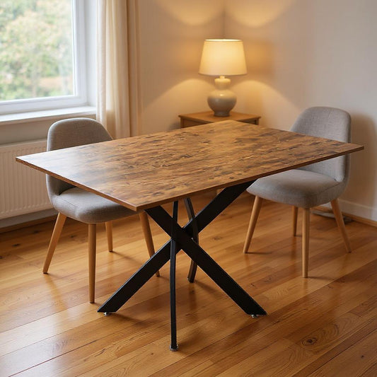 47" Brown and Black Wood and Metal Cross Leg Base Dining Table-0