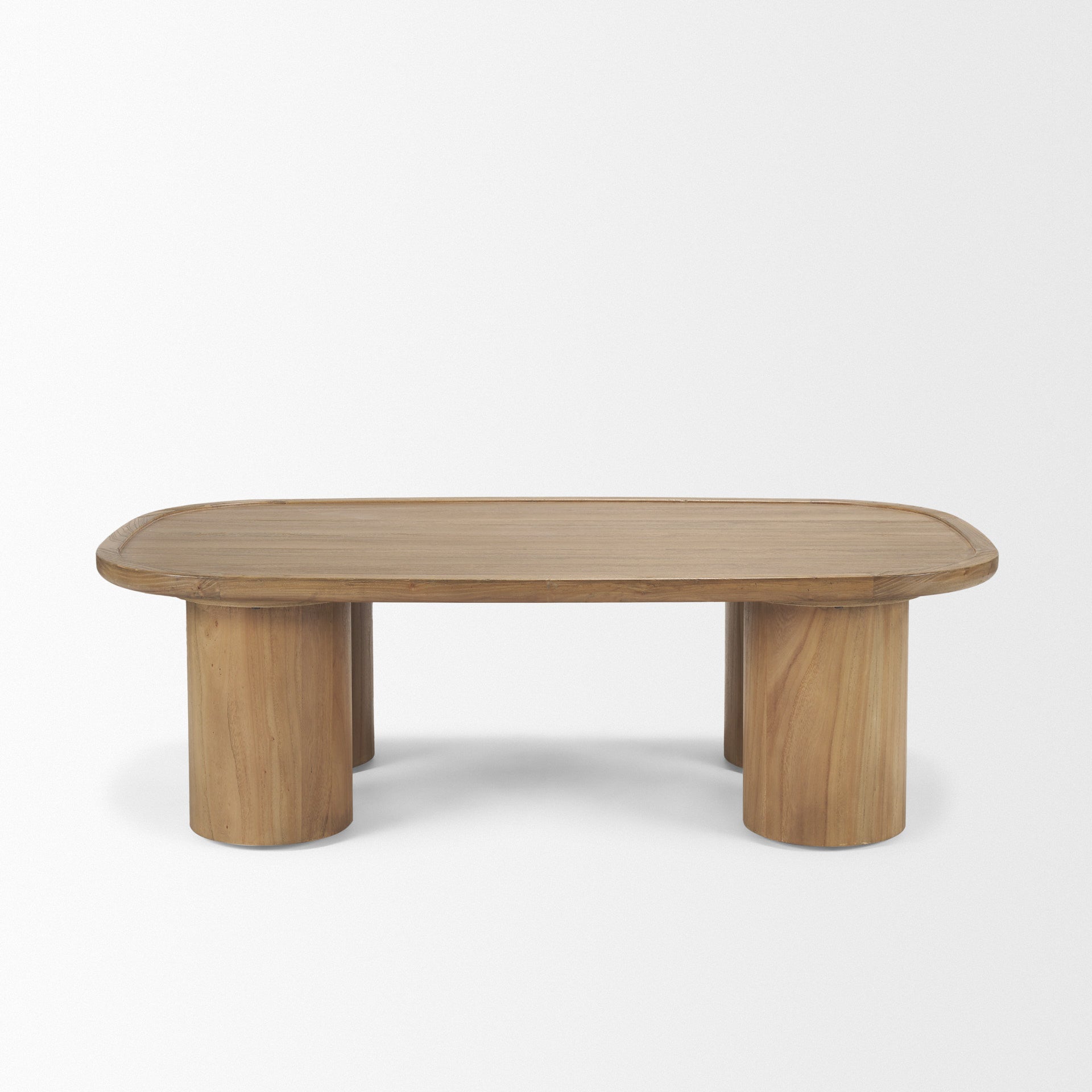 55" Natural Solid Wood Oval Coffee Table-2