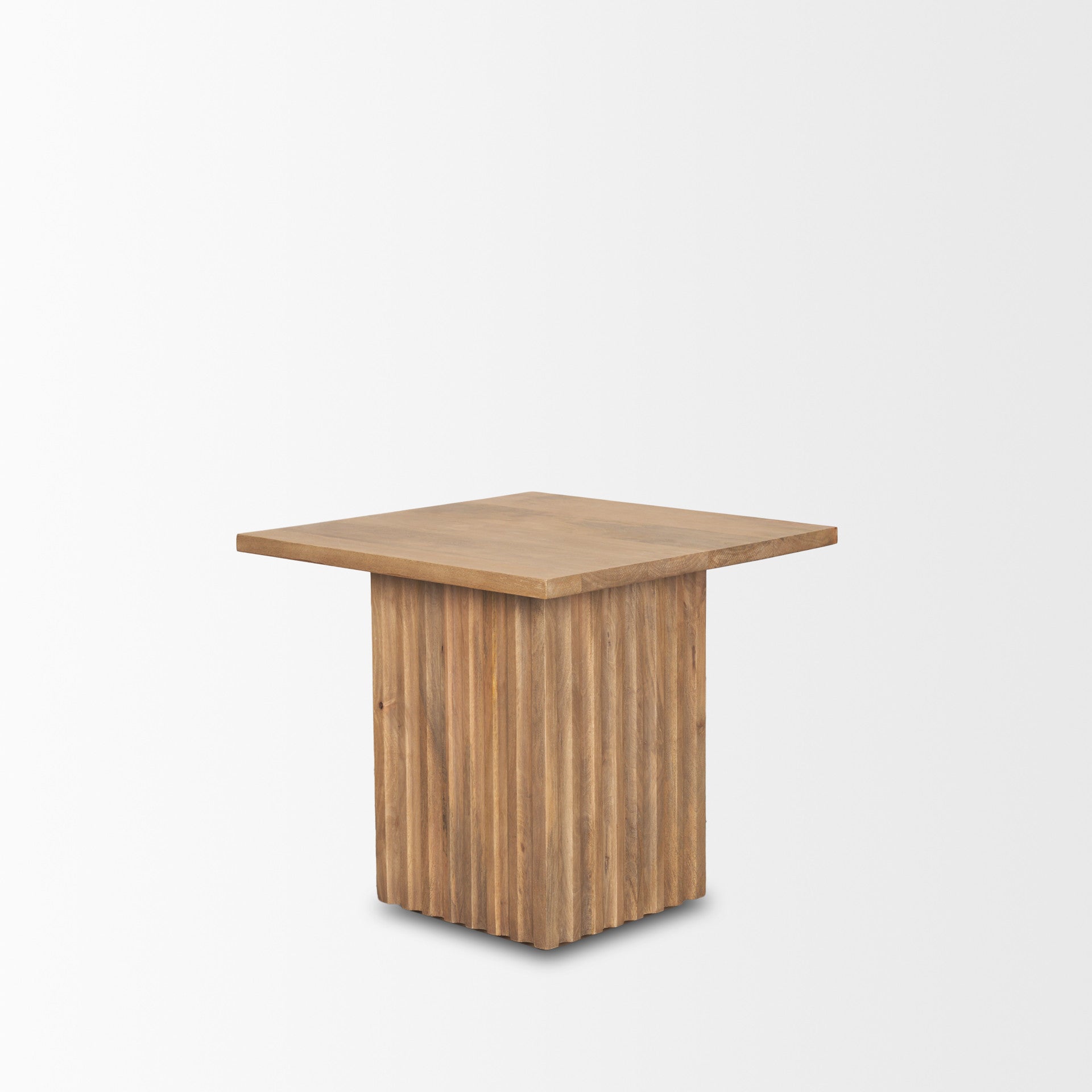 22" Brown Solid Wood Square Block End Table-3