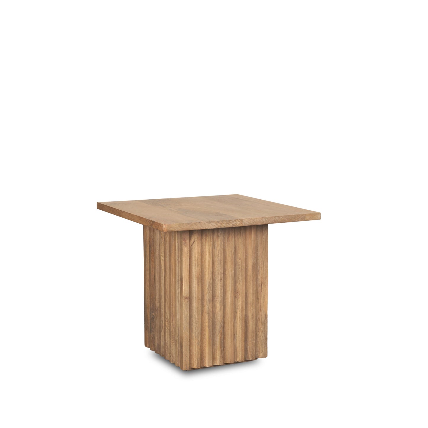22" Brown Solid Wood Square Block End Table-4