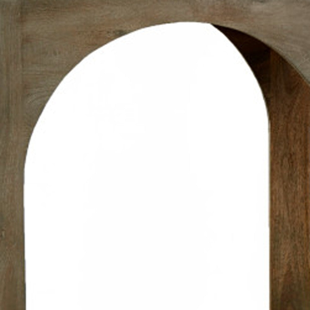 77" Brown Solid Wood Distressed Console Table With Arch Detailing-6