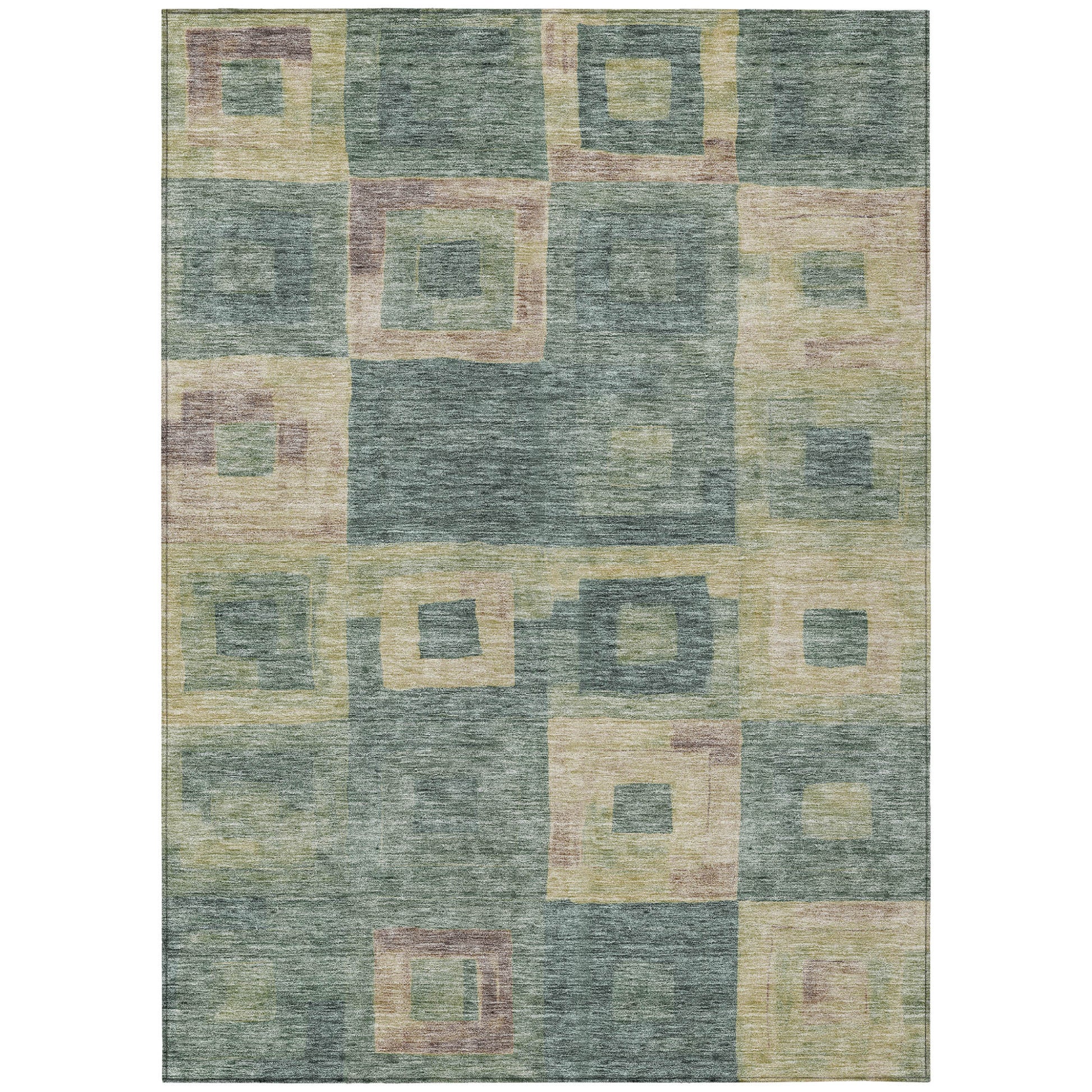 3' X 5' Sage And Gray Geometric Washable Indoor Outdoor Area Rug-1