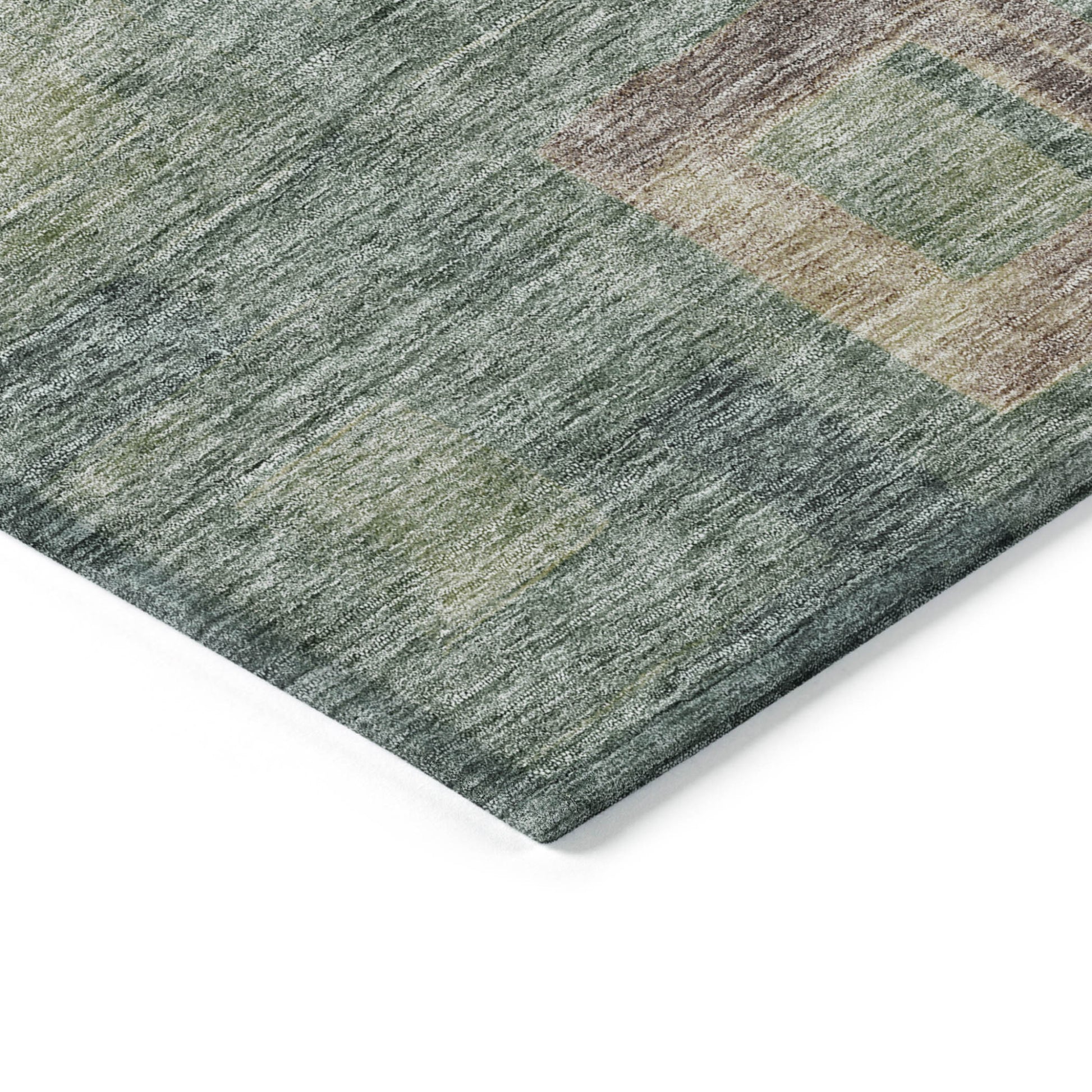 3' X 5' Sage And Gray Geometric Washable Indoor Outdoor Area Rug-3