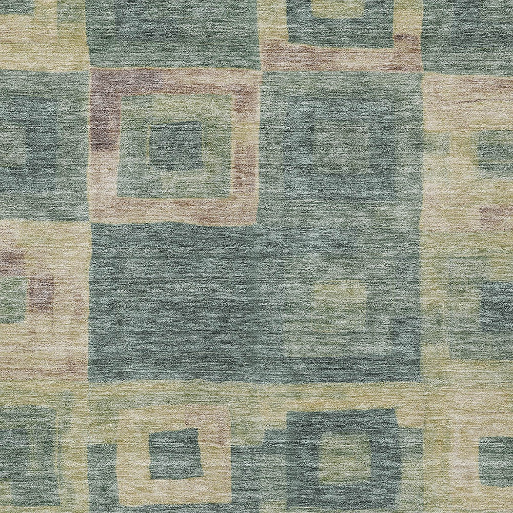 3' X 5' Sage And Gray Geometric Washable Indoor Outdoor Area Rug-4