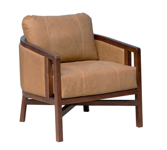 32" Brown Genuine Leather Arm Chair-1