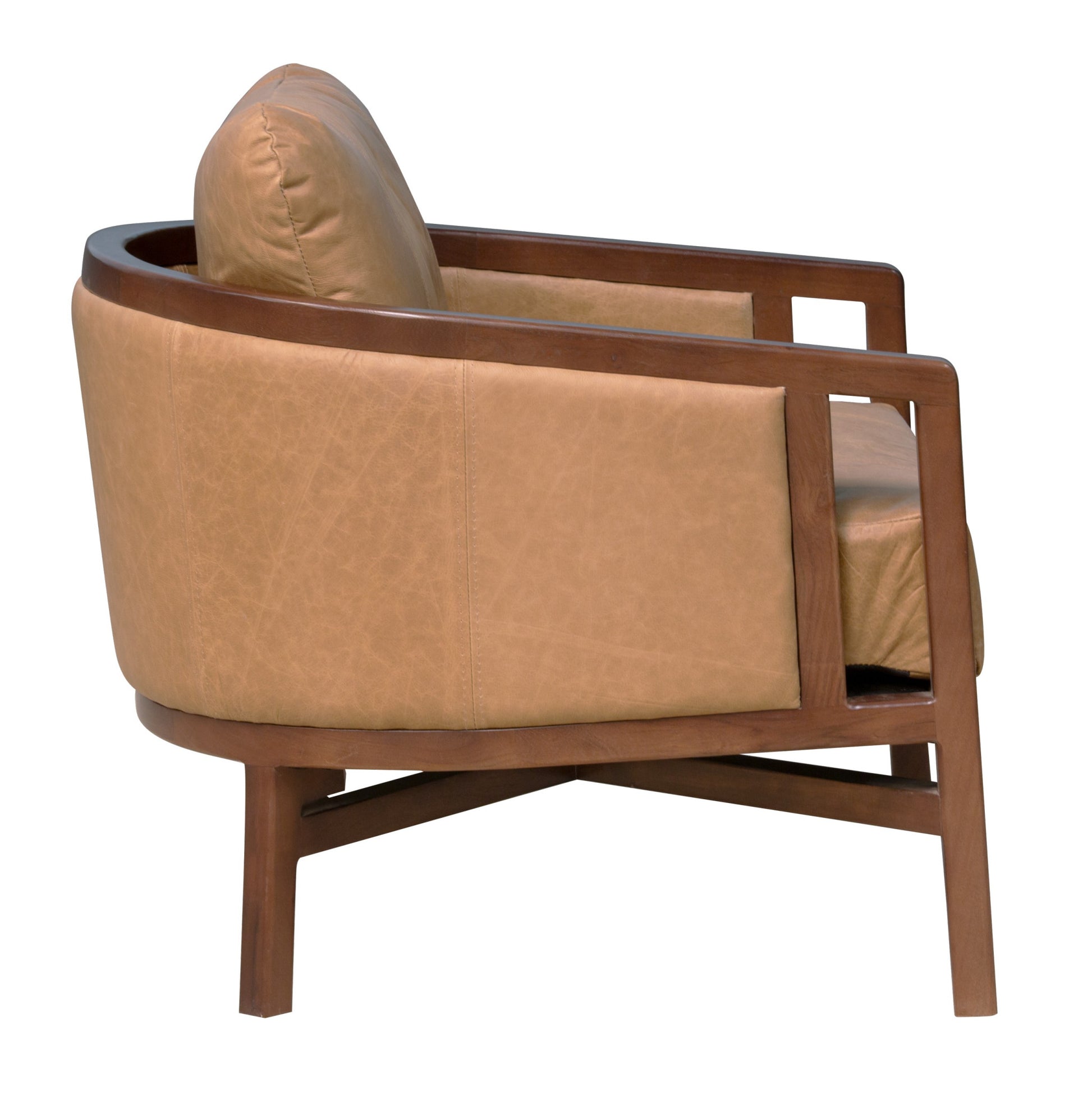 32" Brown Genuine Leather Arm Chair-3