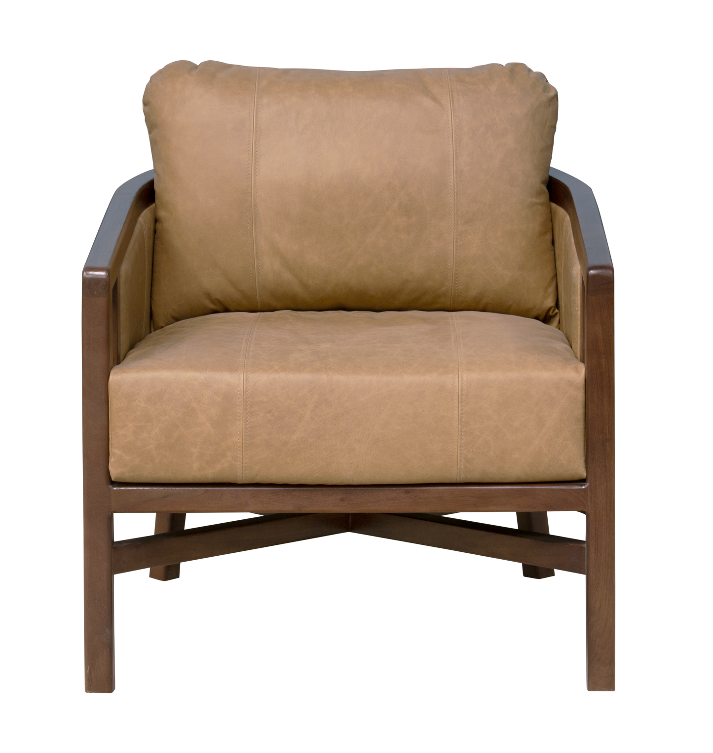 32" Brown Genuine Leather Arm Chair-2