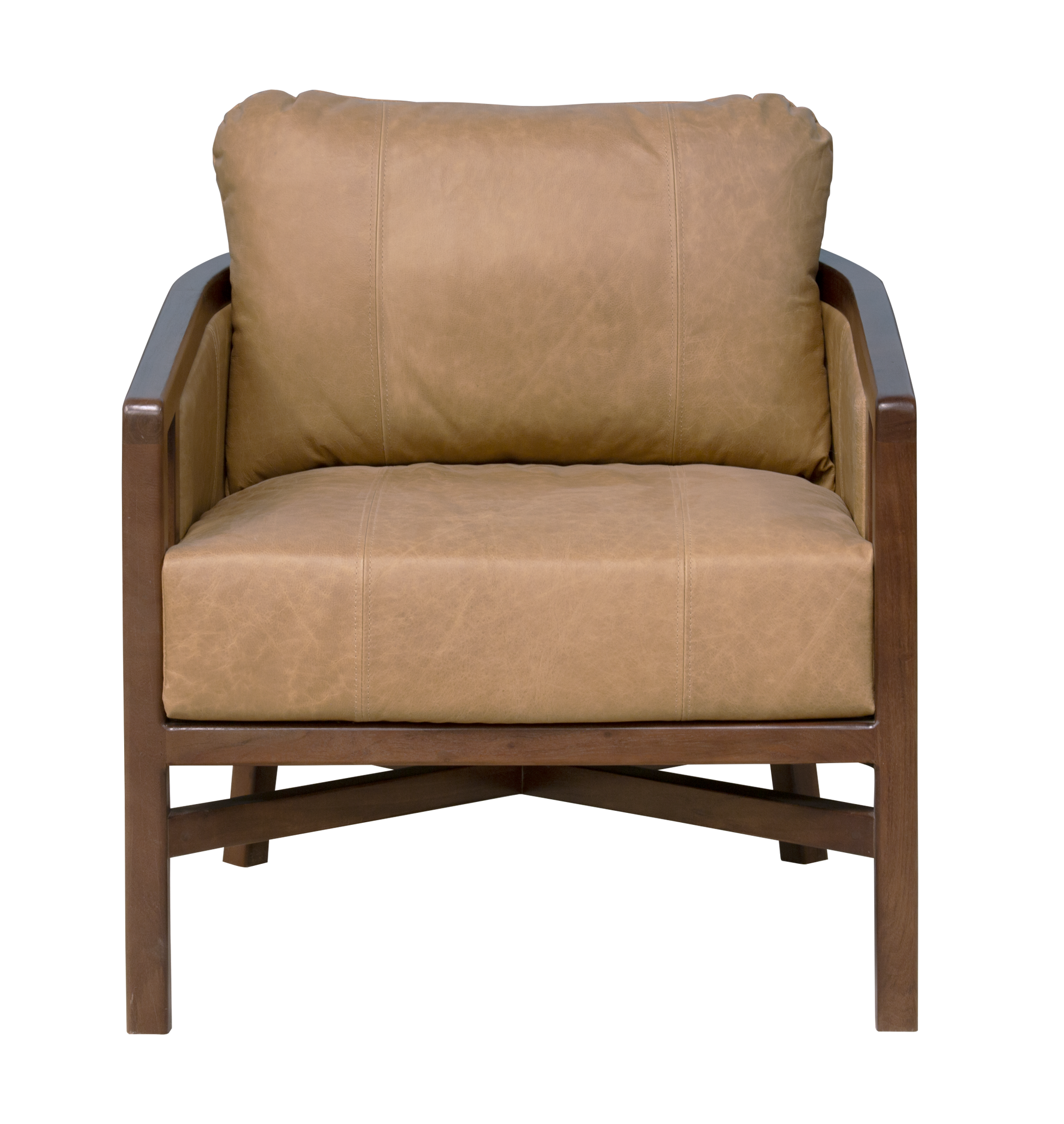 32" Brown Genuine Leather Arm Chair-2