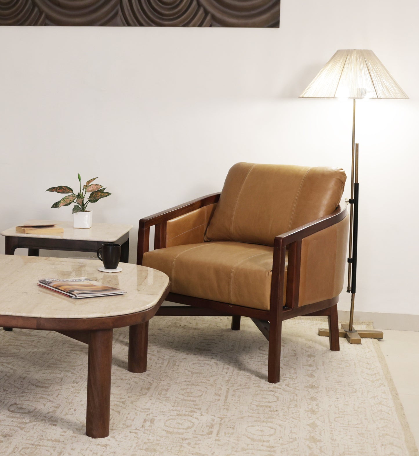 32" Brown Genuine Leather Arm Chair-7
