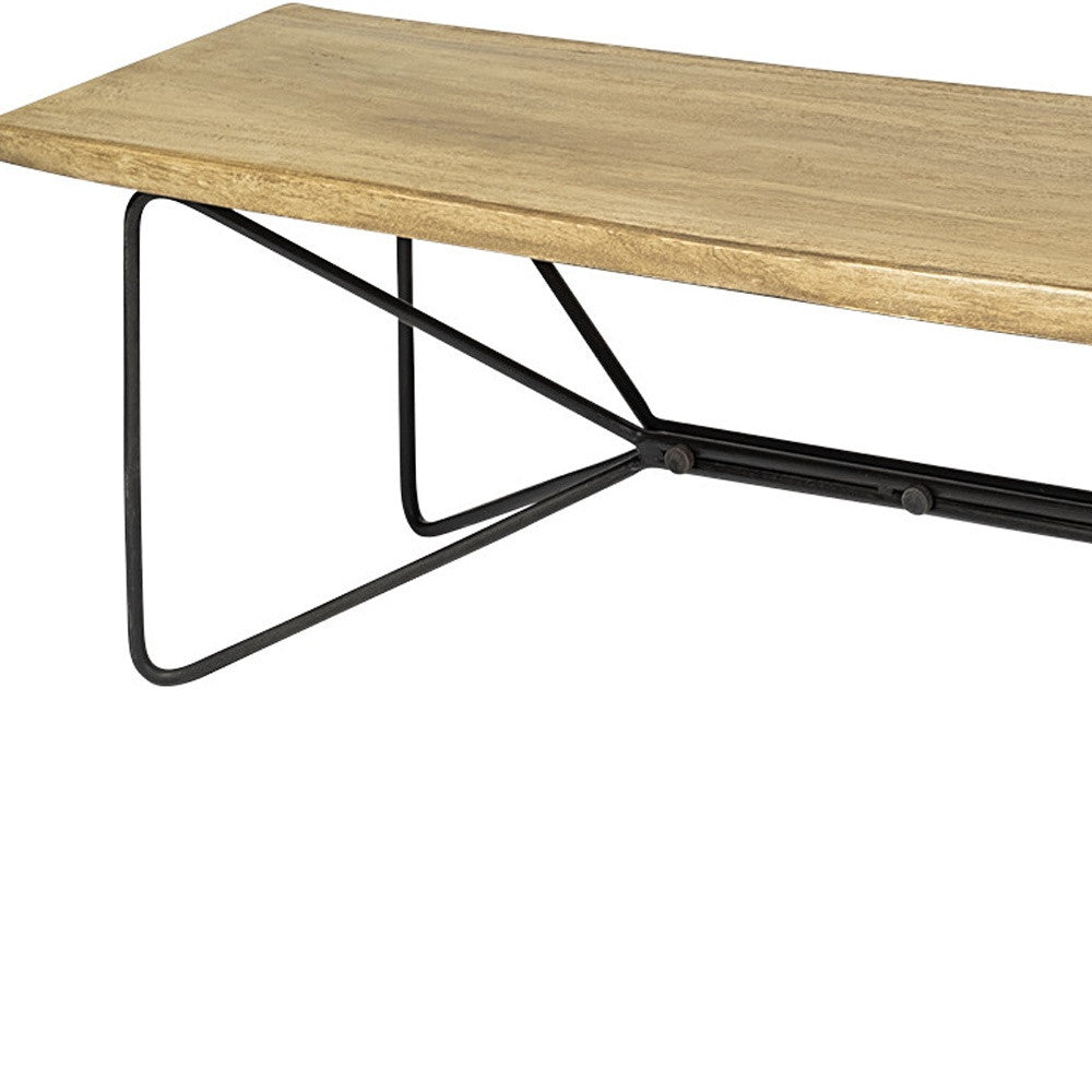 66" Natural and Black Solid Wood Live Edge Bench-3